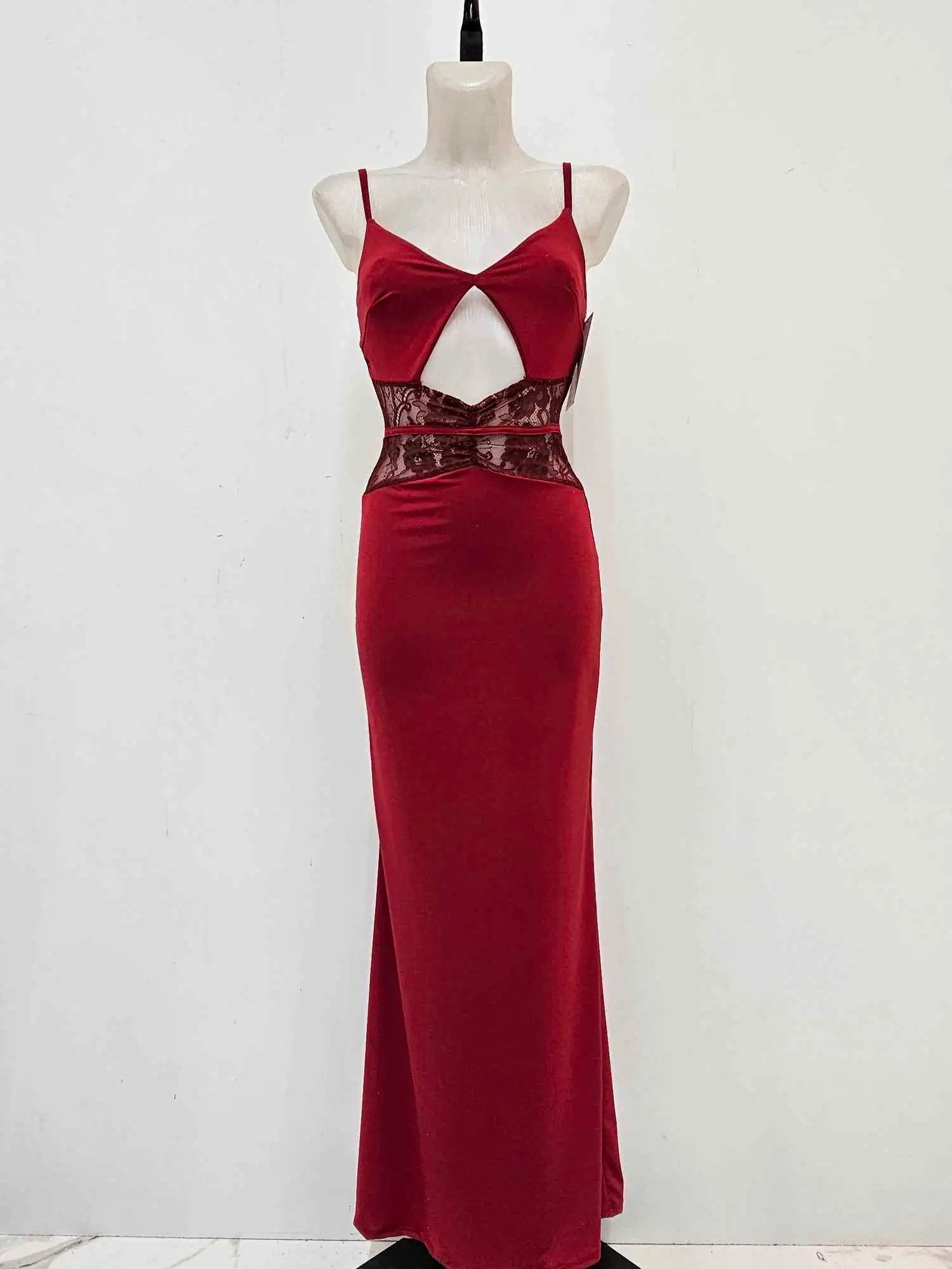 VESTIDO LICRA ENCAJE VALENCIA ROJO