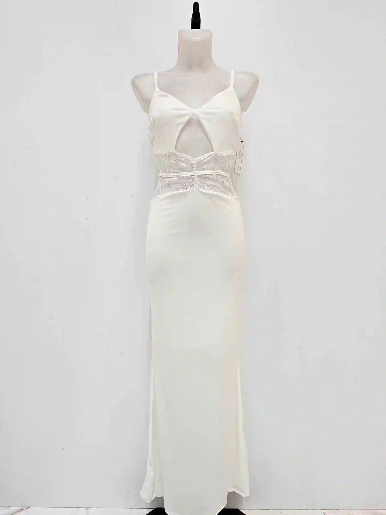 VESTIDO LICRA ENCAJE VALENCIA BLANCO