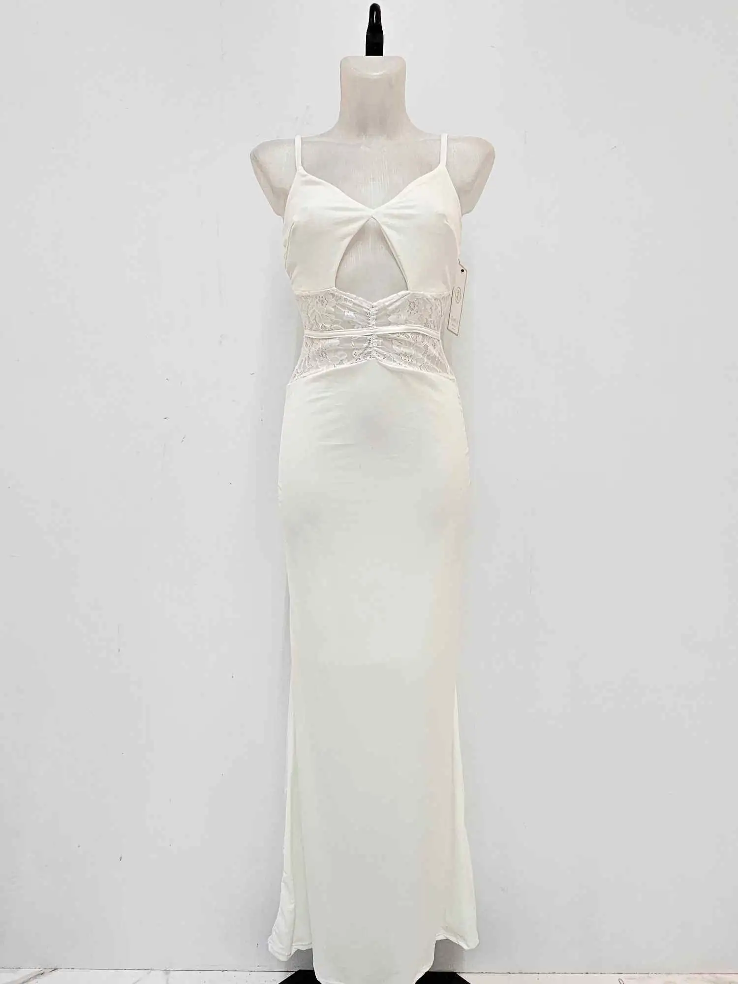 VESTIDO LICRA ENCAJE VALENCIA BLANCO