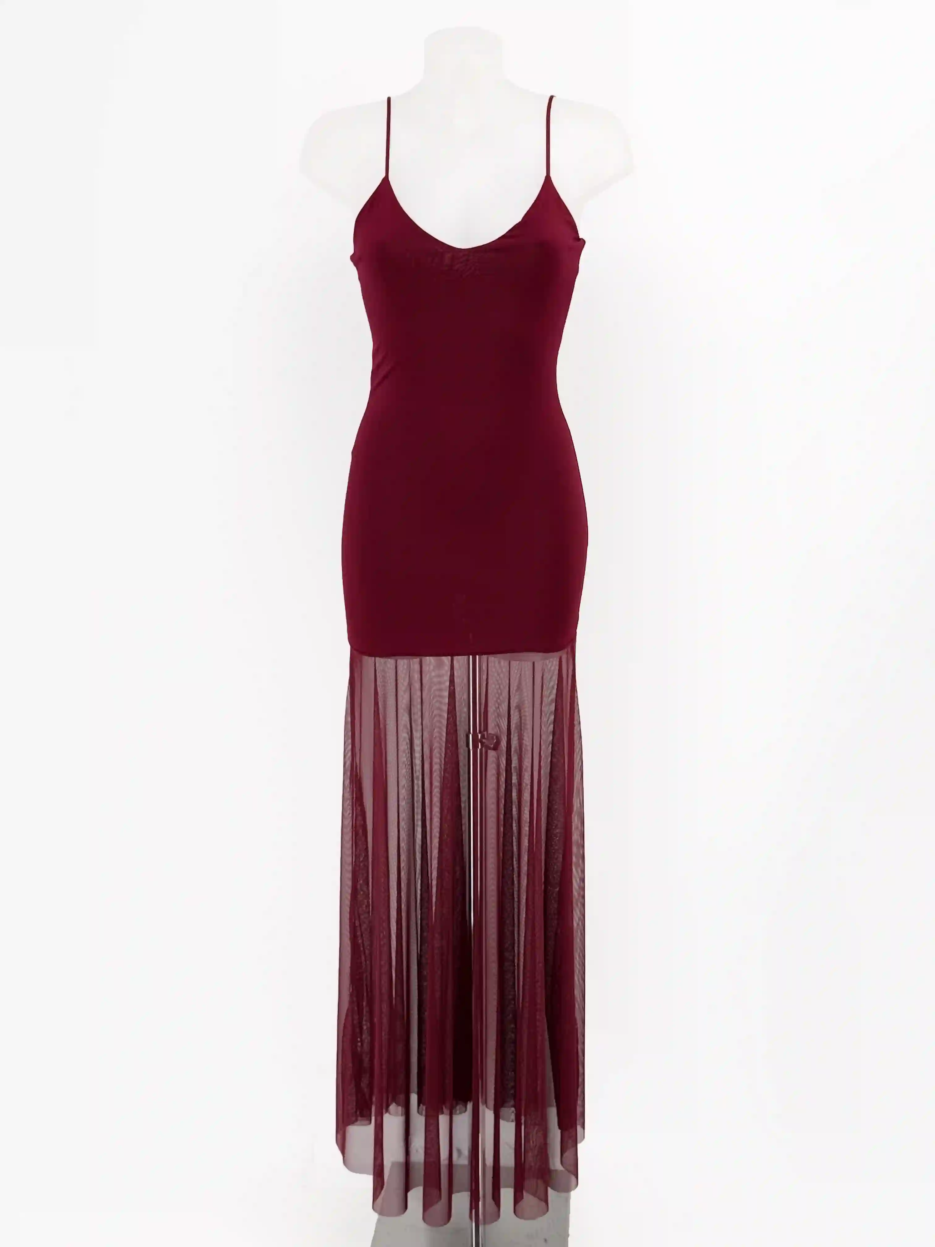 Vestido Tul Licra Granate