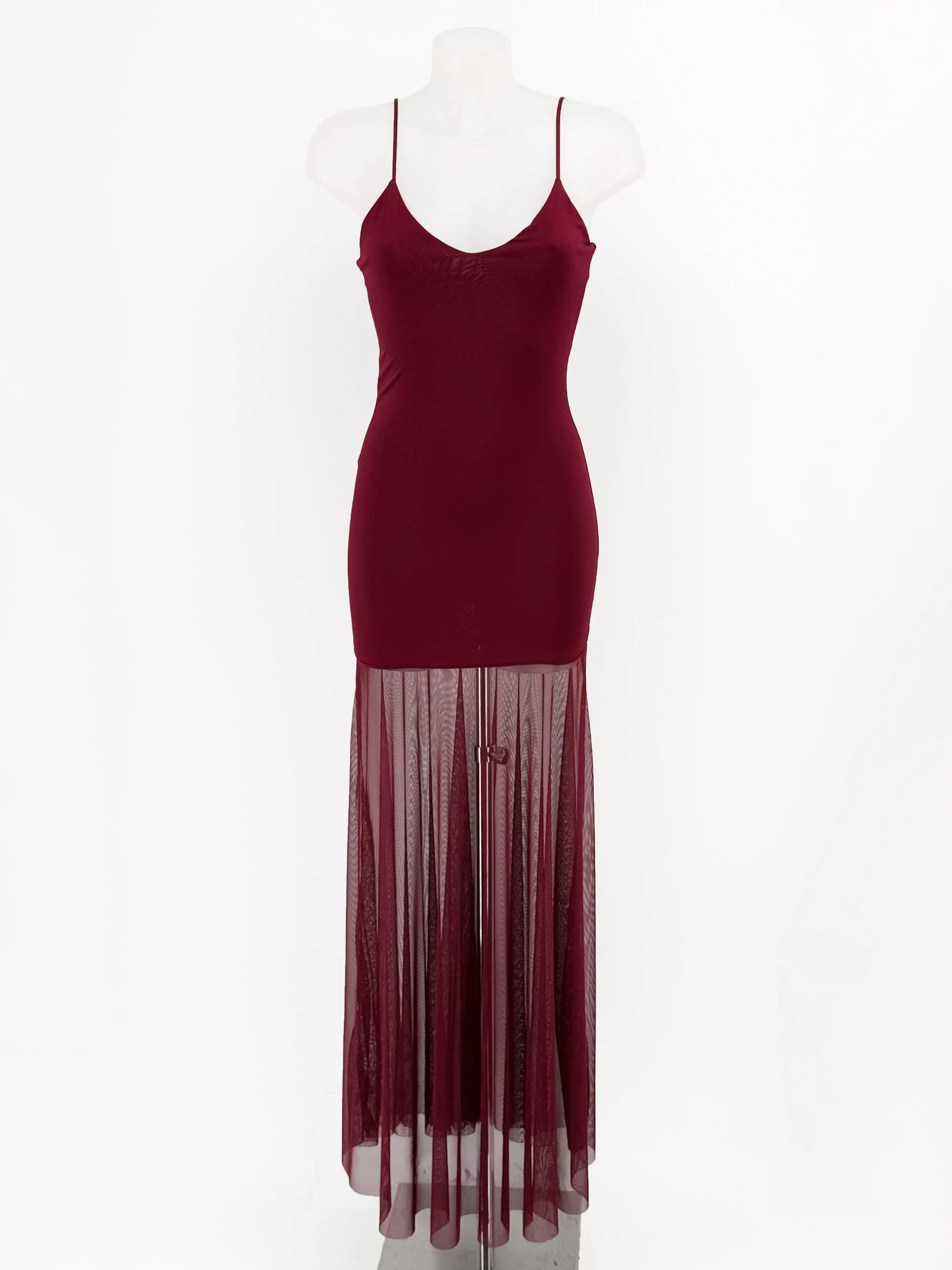 Vestido Tul Licra Granate