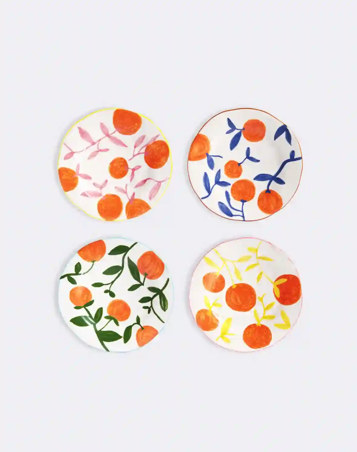 Seasonal orange plates of ceramic