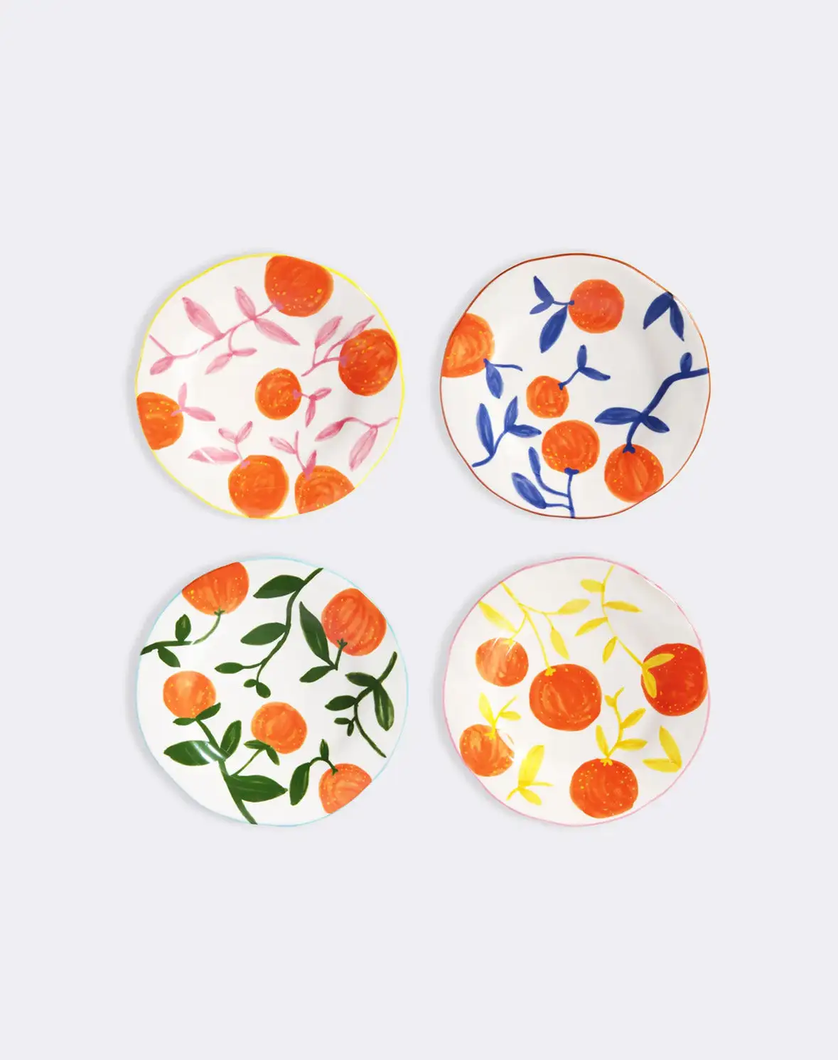 Seasonal orange plates of ceramic