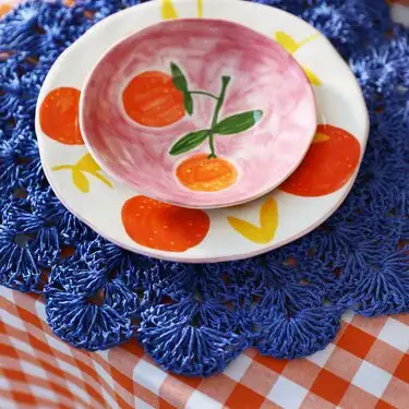 Seasonal orange plates of ceramic - Image 4