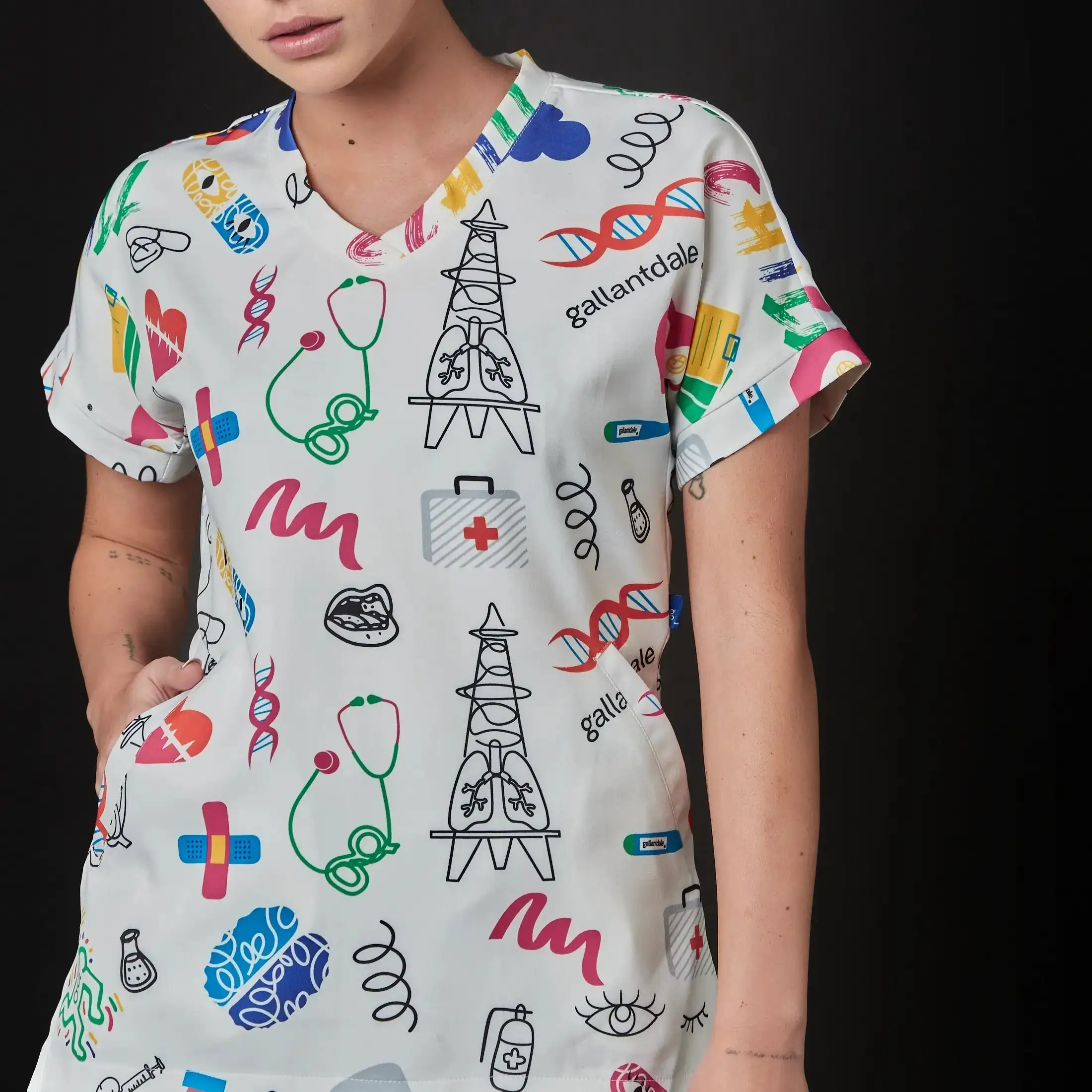 Chaqueta sanitaria District Dama Scotland Bloom - Imagen 2