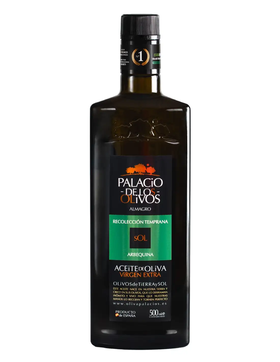 Palacio de los Olivos Arbequina - Botella de vidrio 500 ml.