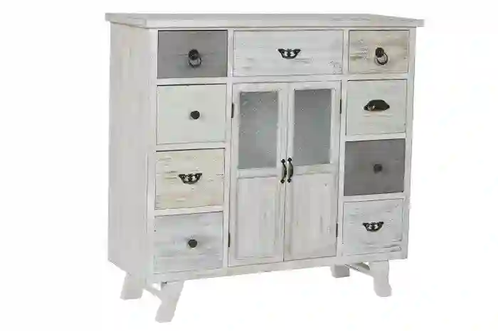 Aparador con 9 Cajones y 2 puertas en madera DM envejecido