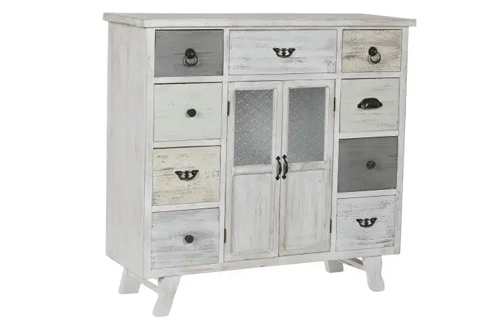 Aparador con 9 Cajones y 2 puertas en madera DM envejecido