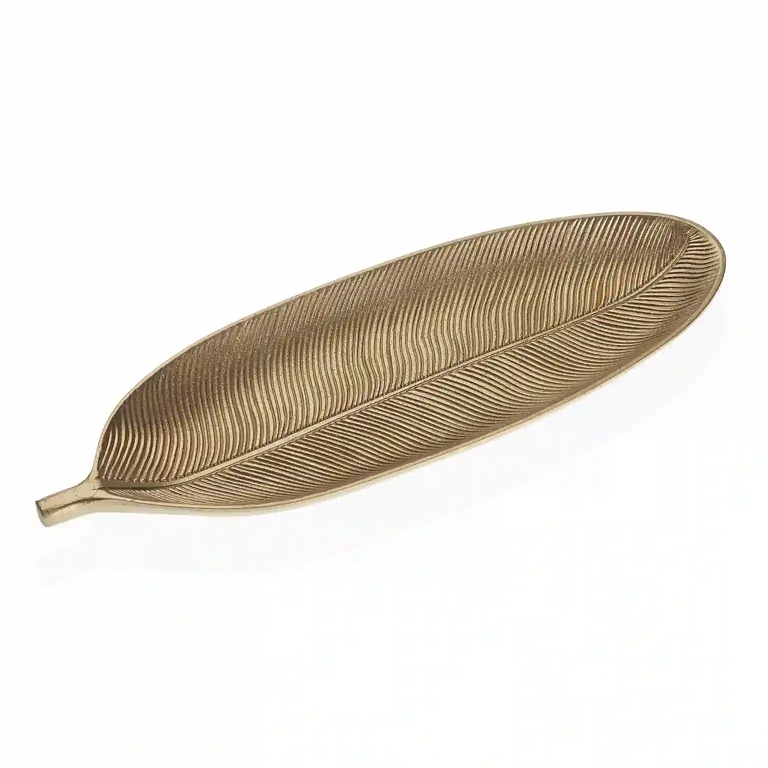 Centro de Mesa pequeño forma de Hoja lacado ORO