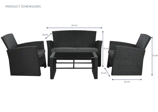 Conjunto de Sofa, 2 Sillones y Mesa Ratán sintético - Imagen 2