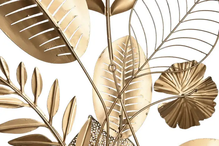Decoración en Metal Ramo de Hojas Dorado para Pared - Imagen 2