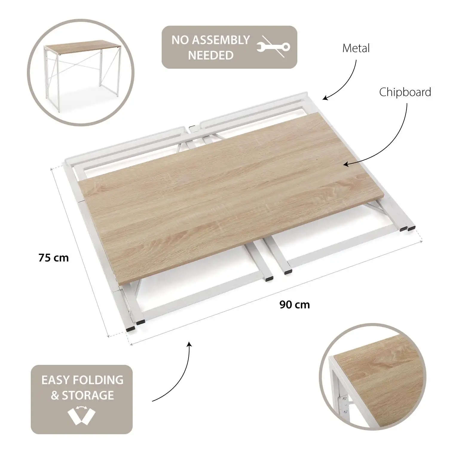 Escritorio Plegable Madera y Metal - Imagen 6
