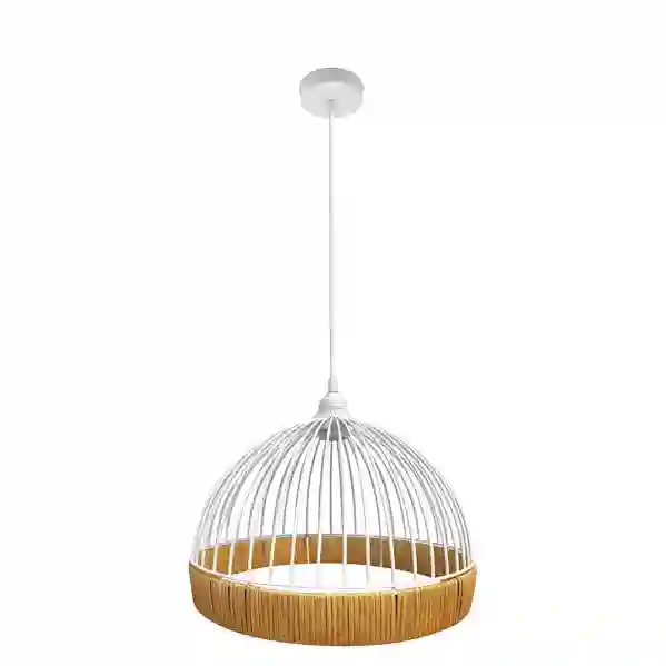 Medium pendant ceiling lamp of the Gastón series in white/natural.