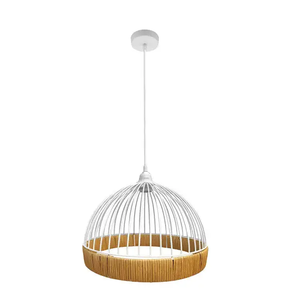 Medium pendant ceiling lamp of the Gastón series in white/natural.