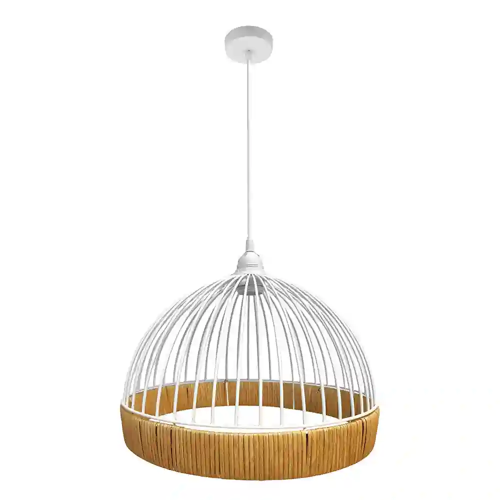 Medium pendant ceiling lamp of the Gastón series in white/natural.