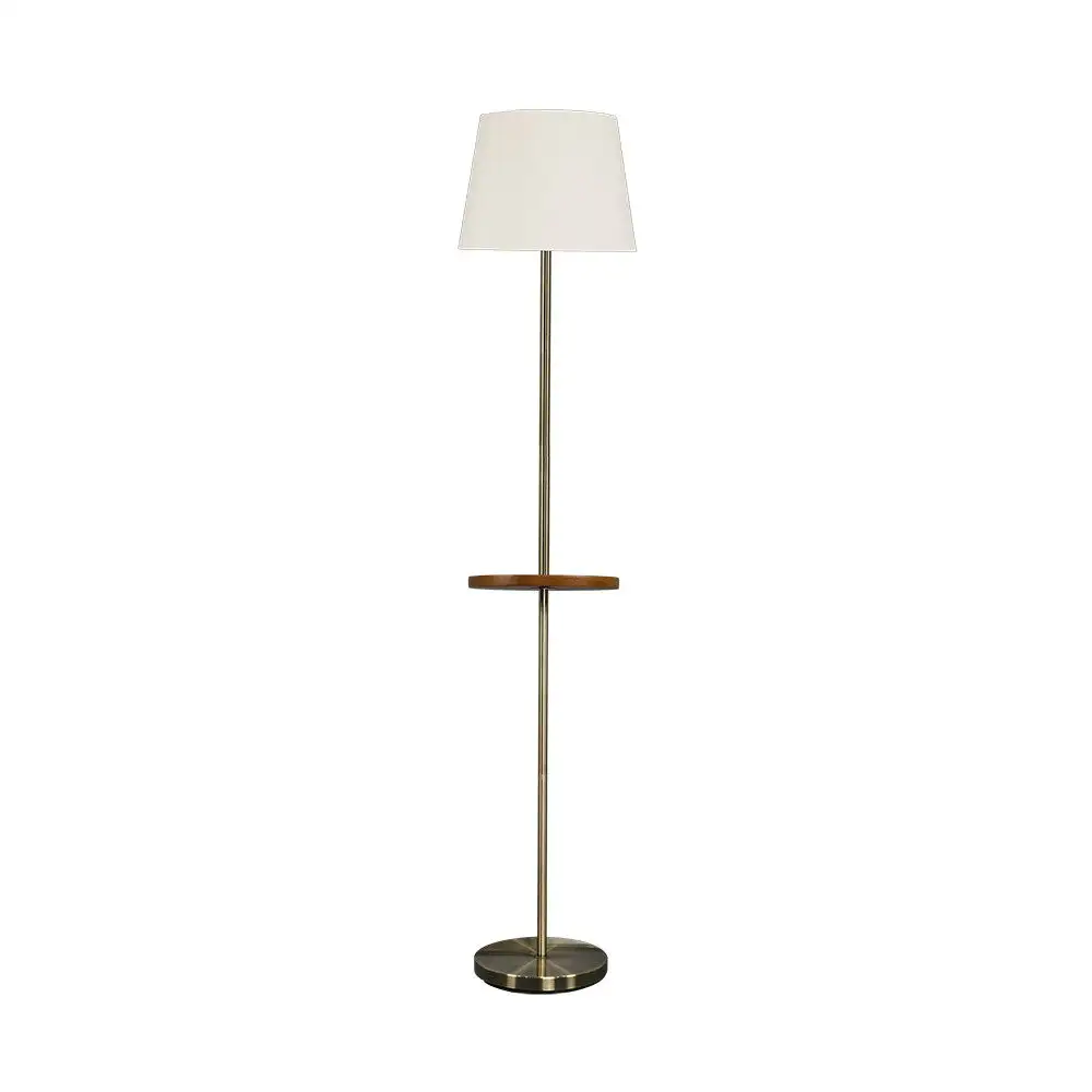 Steel lounge lamp Leather steel with beige screen.