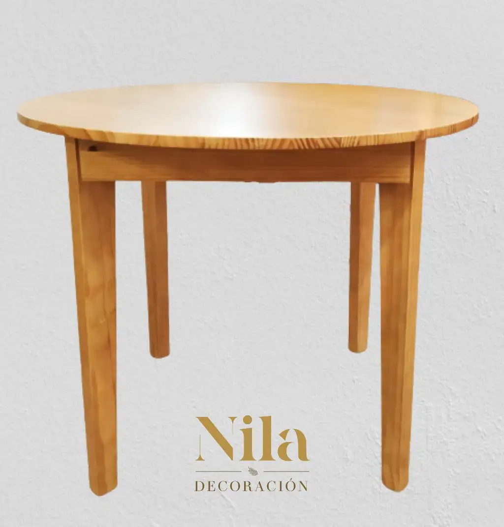 Mesa de Comedor redonda, fija. Cuatro patas en madera. - Imagen 2