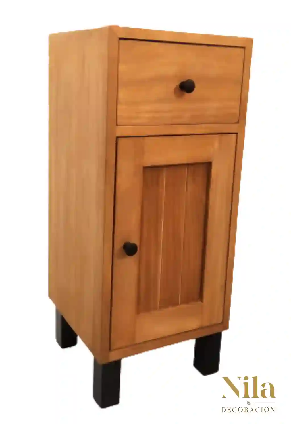 Mesilla de noche con un cajón y una puerta.