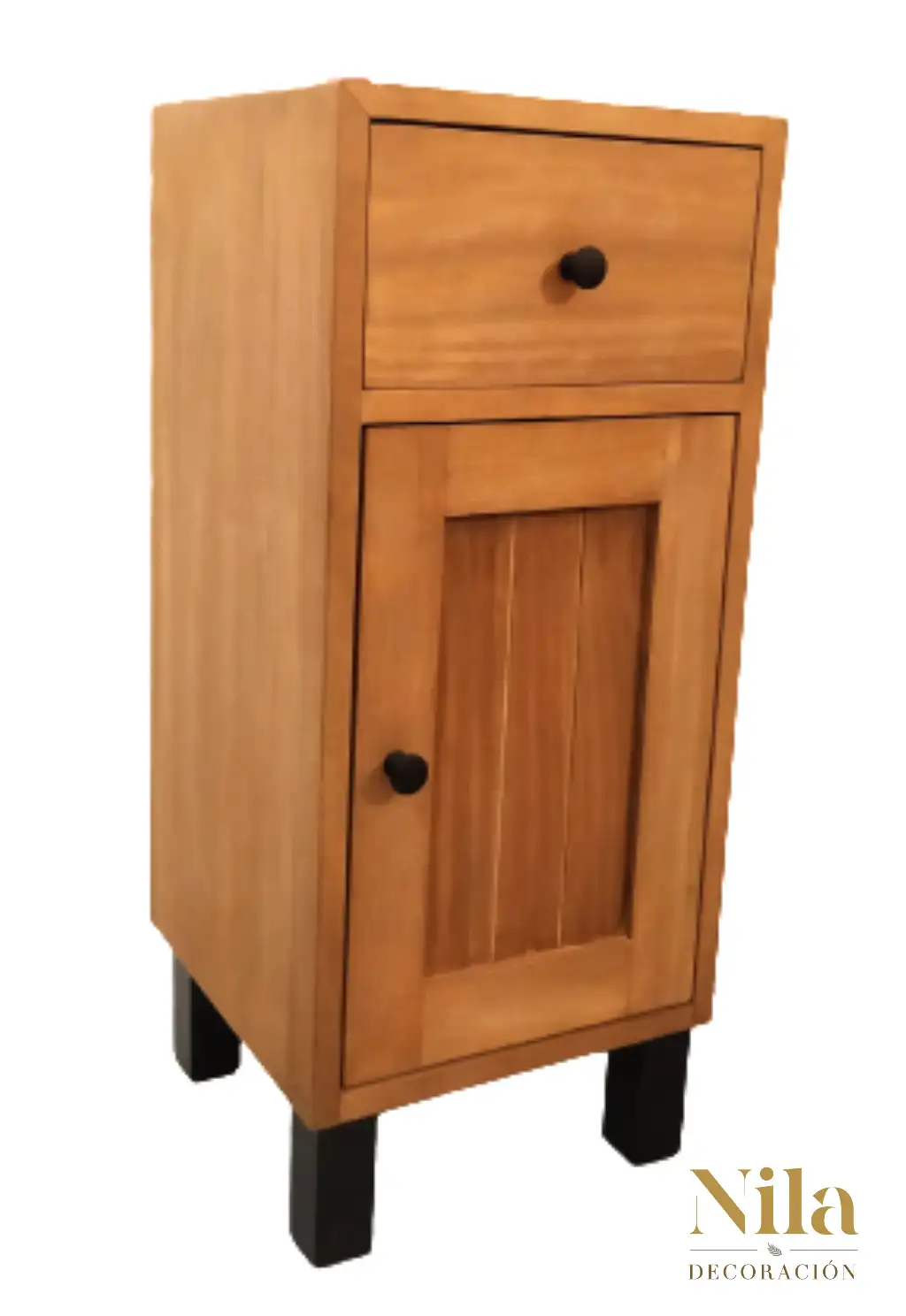 Mesilla de noche con un cajón y una puerta.
