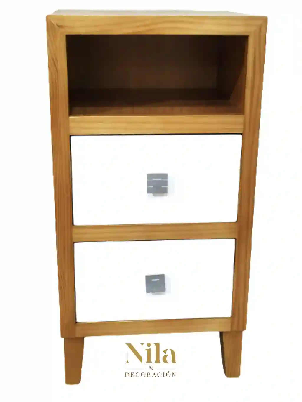 Wooden bedtime with a hole and two drawers 35x33x70