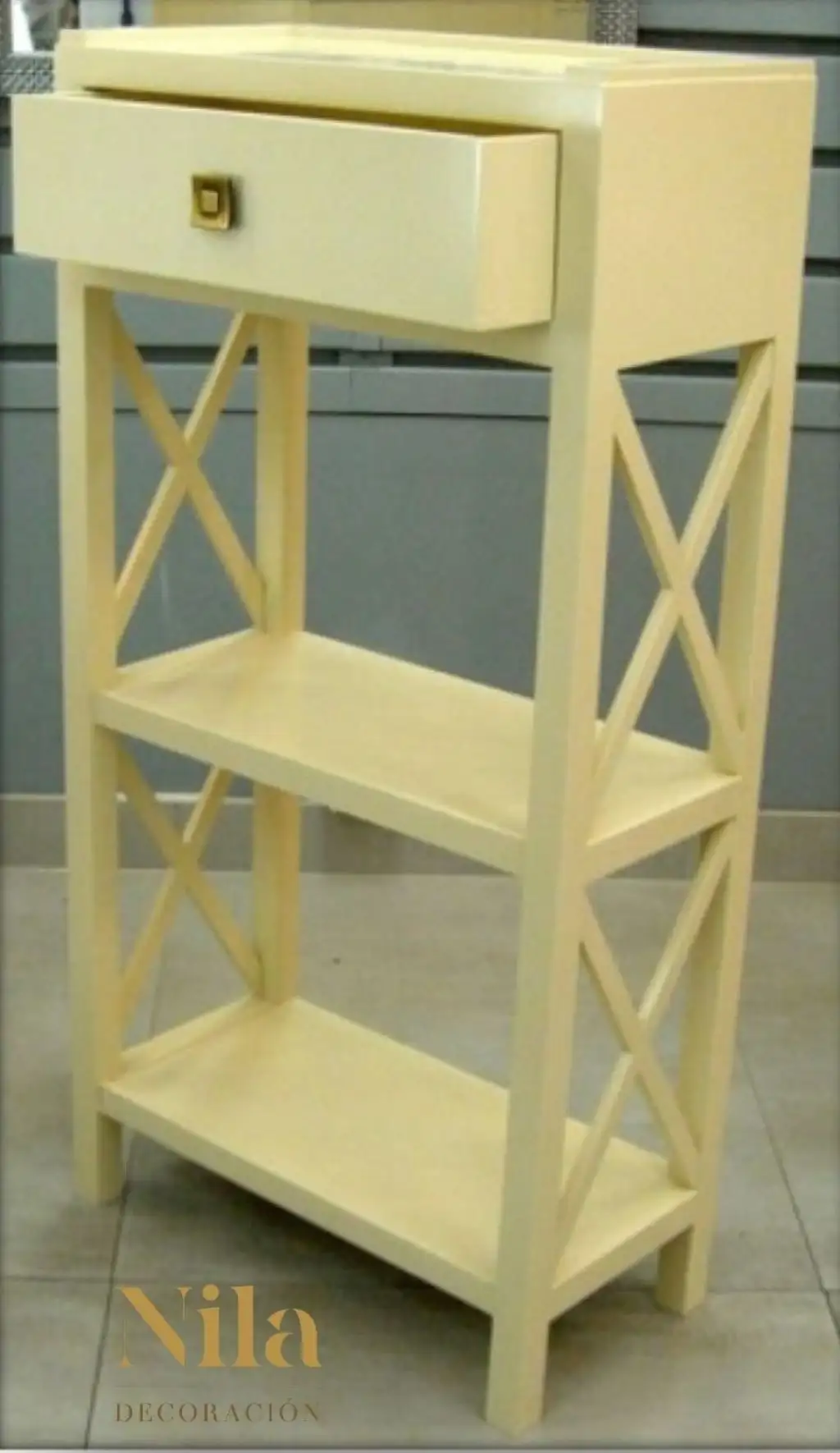 Auxiliary wooden lift furniture with a drawer and two shelves. - Image 2