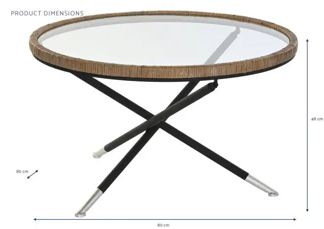 Mueble Mesa Auxiliar Redonda de Metal y Cristal - Imagen 2