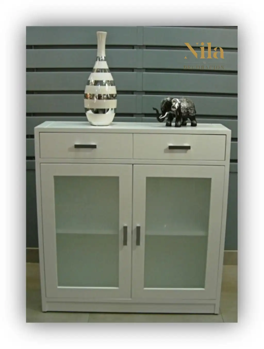 Two upper drawers receiver furniture, two doors with glass and inner shelf. - Image 2