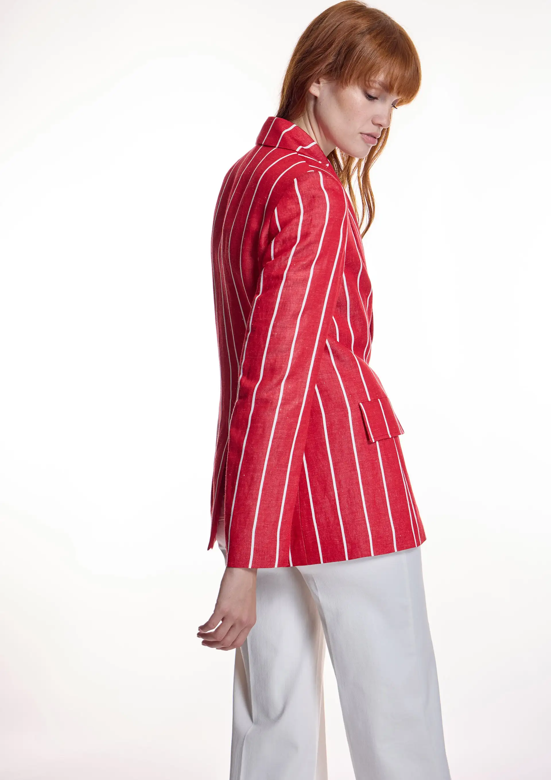 Chaqueta ALBA CONDE de rayas roja - Imagen 3