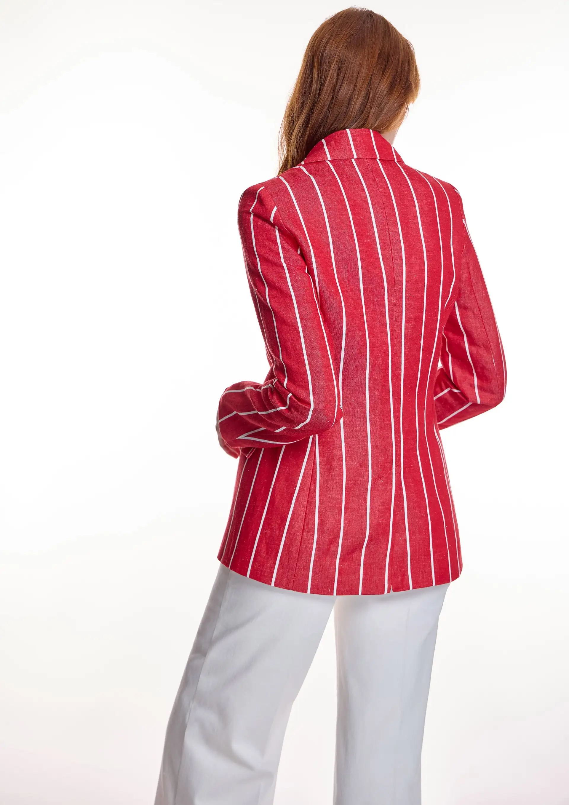 Chaqueta ALBA CONDE de rayas roja - Imagen 4