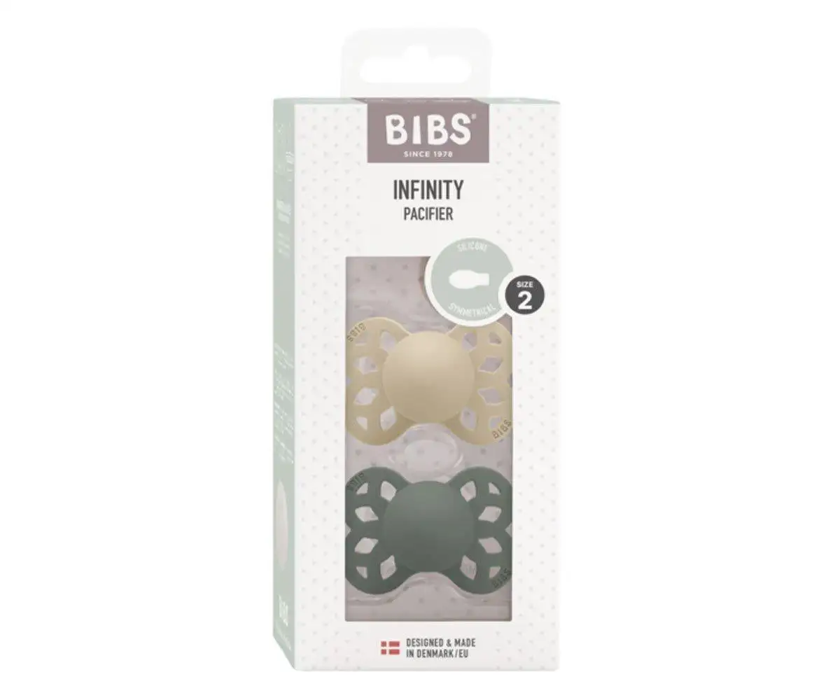 2 Chupetes BIBS Infinity Simétrica Fossil Vainilla/Pine Silicona - Imagen 2