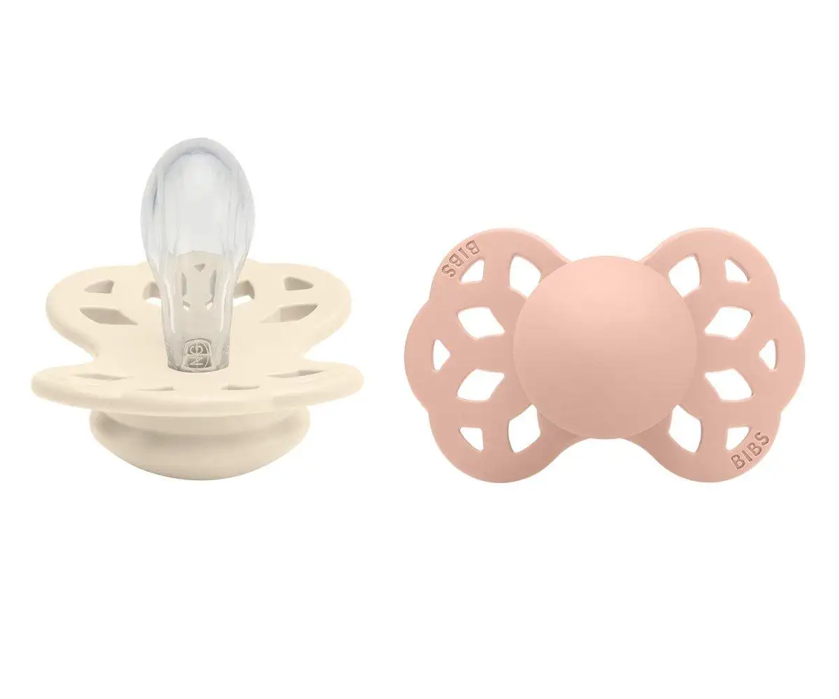 2 Chupetes BIBS Infinity Simétrica Ivory/Blush Silicona - Imagen 2