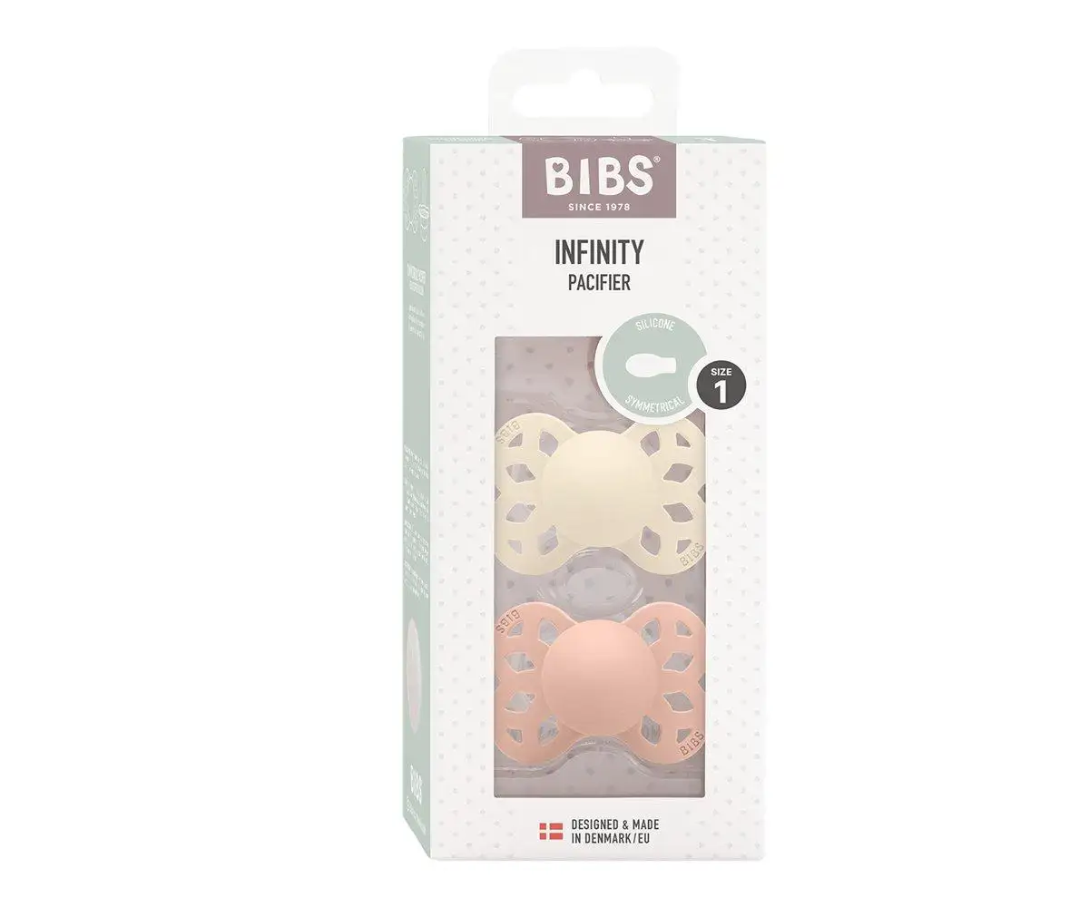 2 Chupetes BIBS Infinity Simétrica Ivory/Blush Silicona - Imagen 3