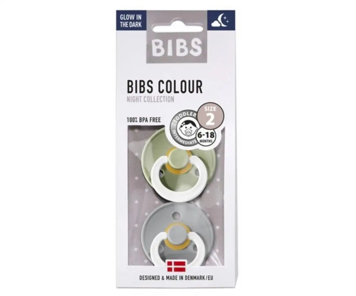 2 Chupetes Nocturnos BIBS Colour Round Sage/Cloud - Image 2