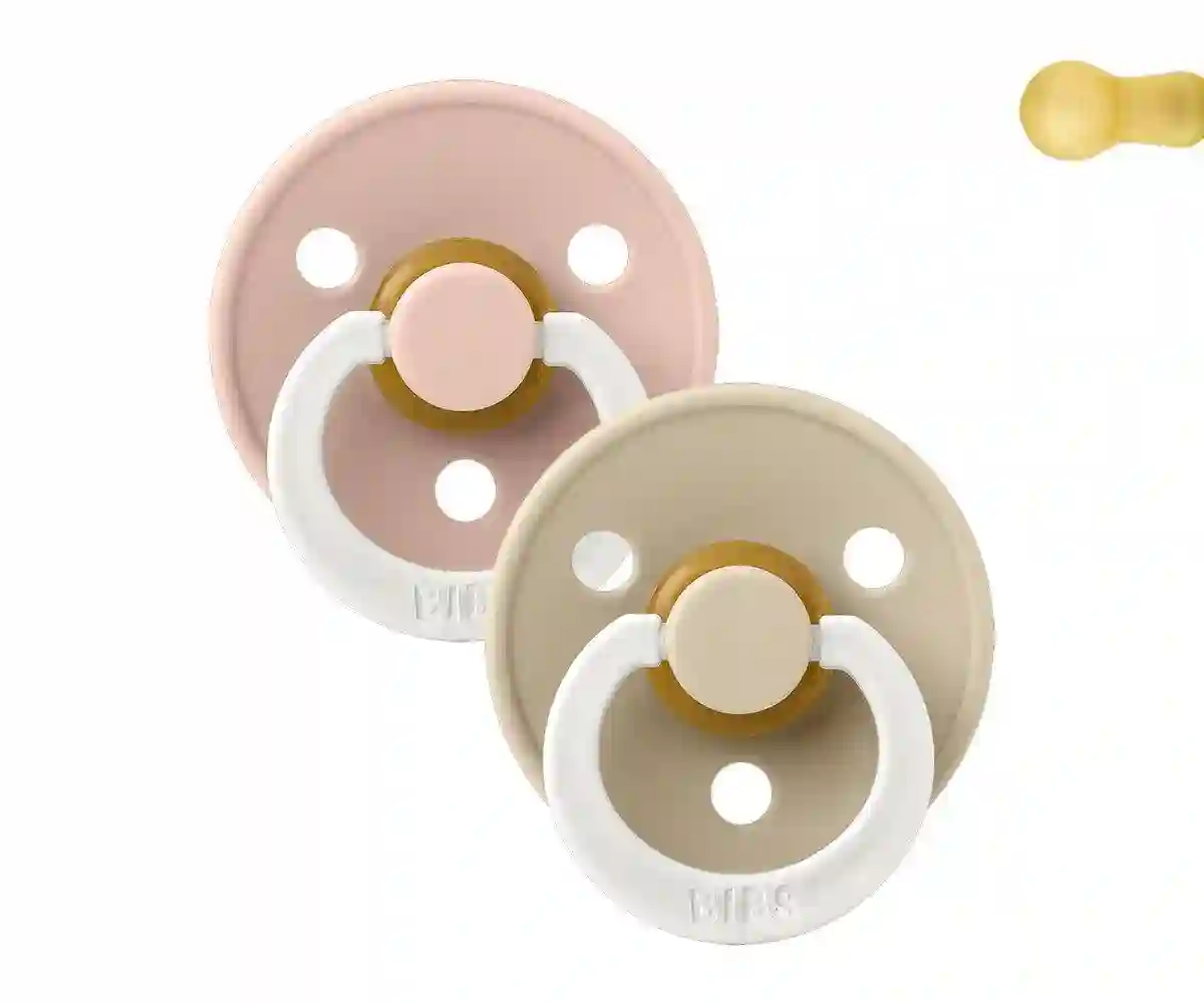 2 night pacifiers bibs colour round vanilla/blush