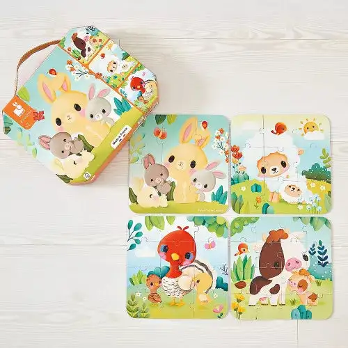 4 Puzzles evolutivos de animales de granja Janod - Imagen 2