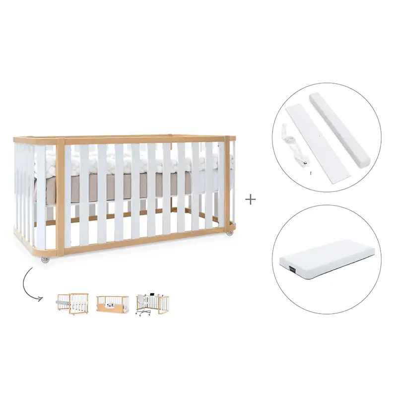 Crib-cama-writer 70x140 cm (3en1) wood/white · Create plus dos · alondra - Image 14