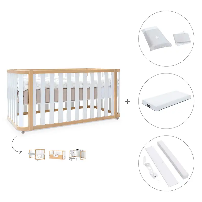 Crib-cama-writer 70x140 cm (3en1) wood/white · Create plus dos · alondra - Image 23