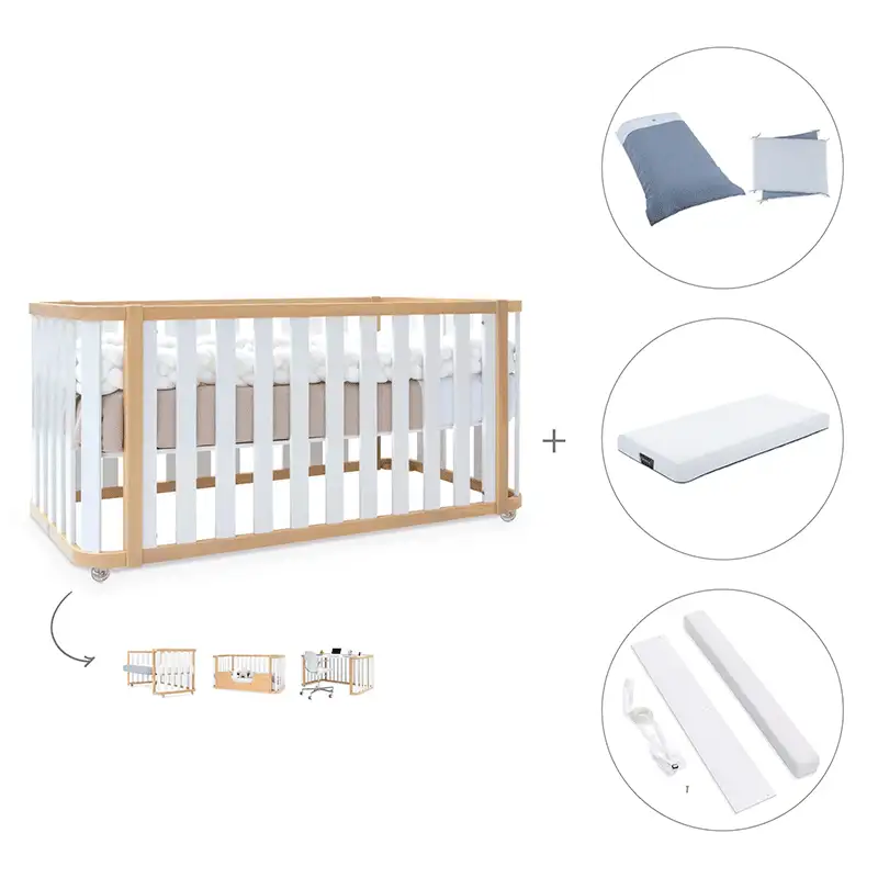 Crib-cama-writer 70x140 cm (3en1) wood/white · Create plus dos · alondra - Image 27