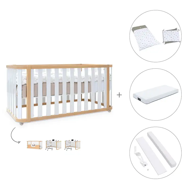 Crib-cama-writer 70x140 cm (3en1) wood/white · Create plus dos · alondra - Image 36