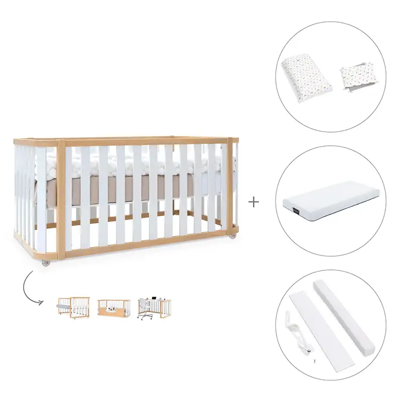 Crib-cama-writer 70x140 cm (3en1) wood/white · Create plus dos · alondra - Image 51