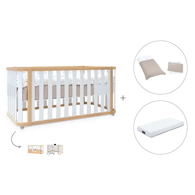 Crib-cama-writer 70x140 cm (3en1) wood/white · Create plus dos · alondra - Image 53