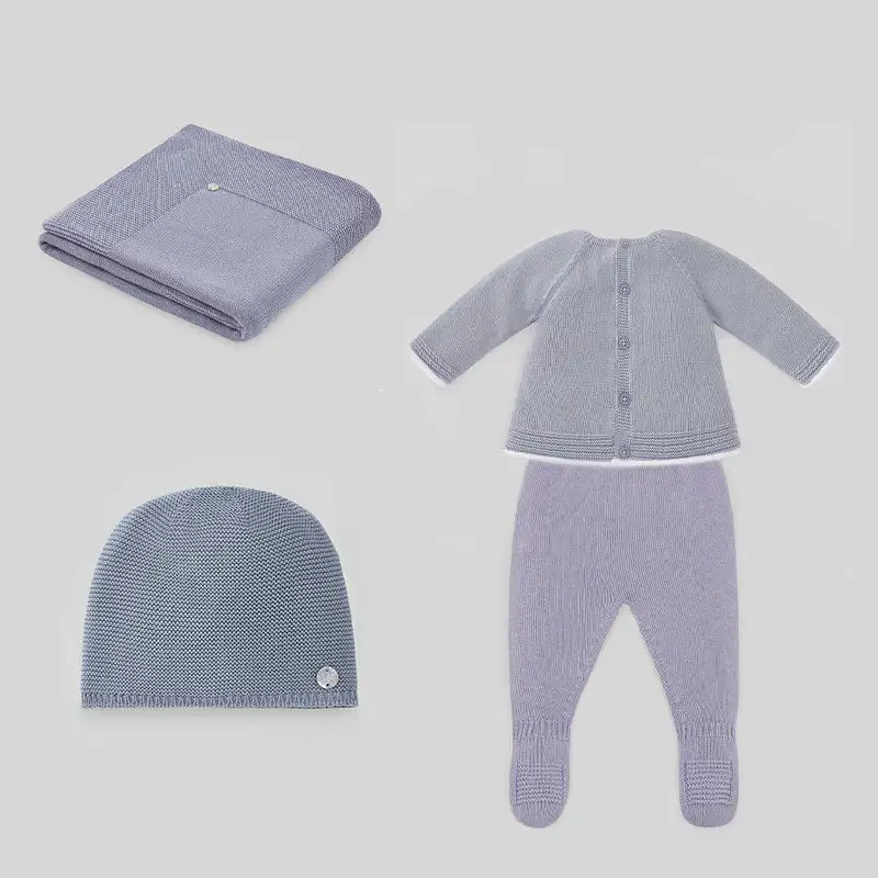 Jubon pack + polaina + hat + blanket "gift" blue cloud