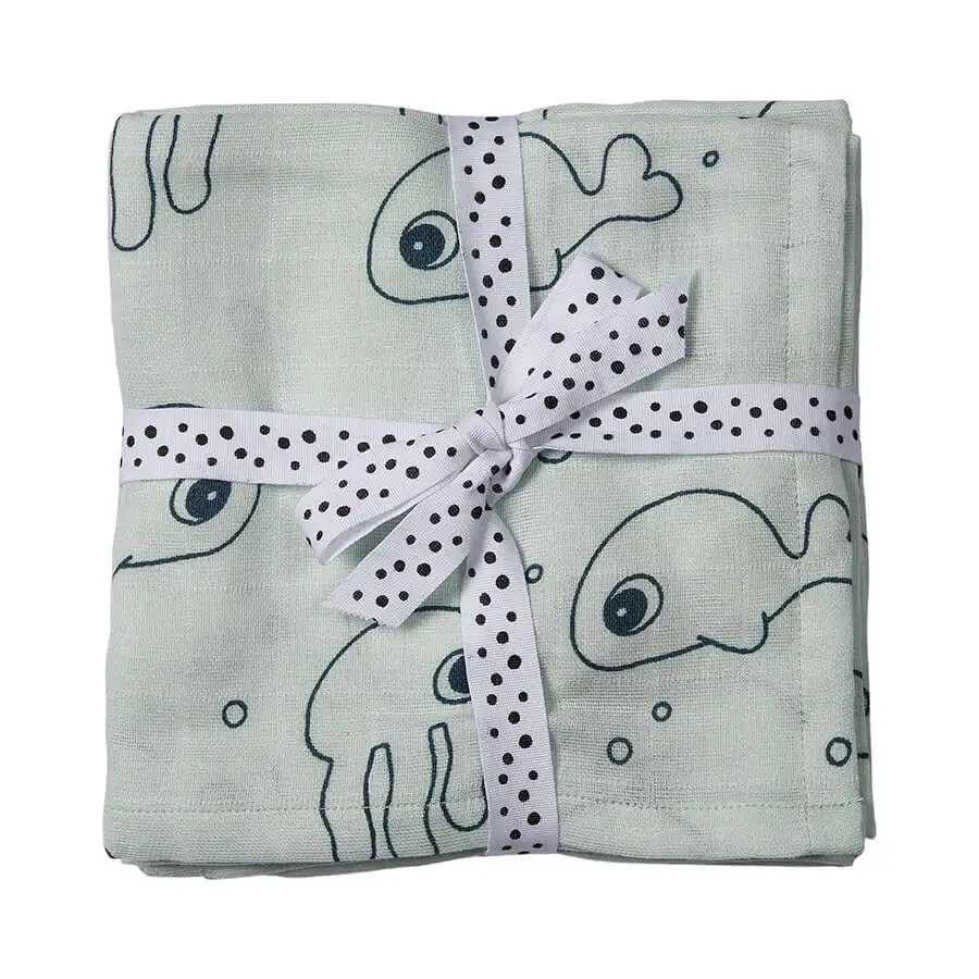 Set de Dos Mantas de Muselina Sea Friends 120x120 - Imagen 2