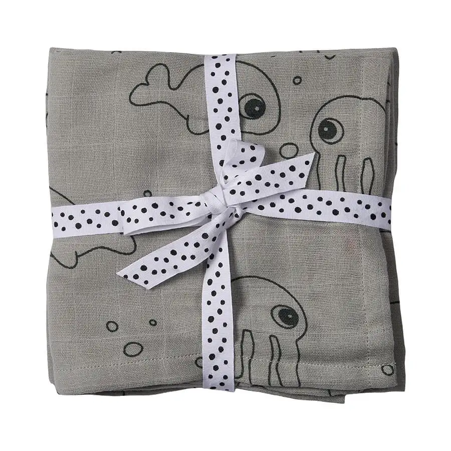 Set de Dos Mantas de Muselina Sea Friends 120x120 - Imagen 3