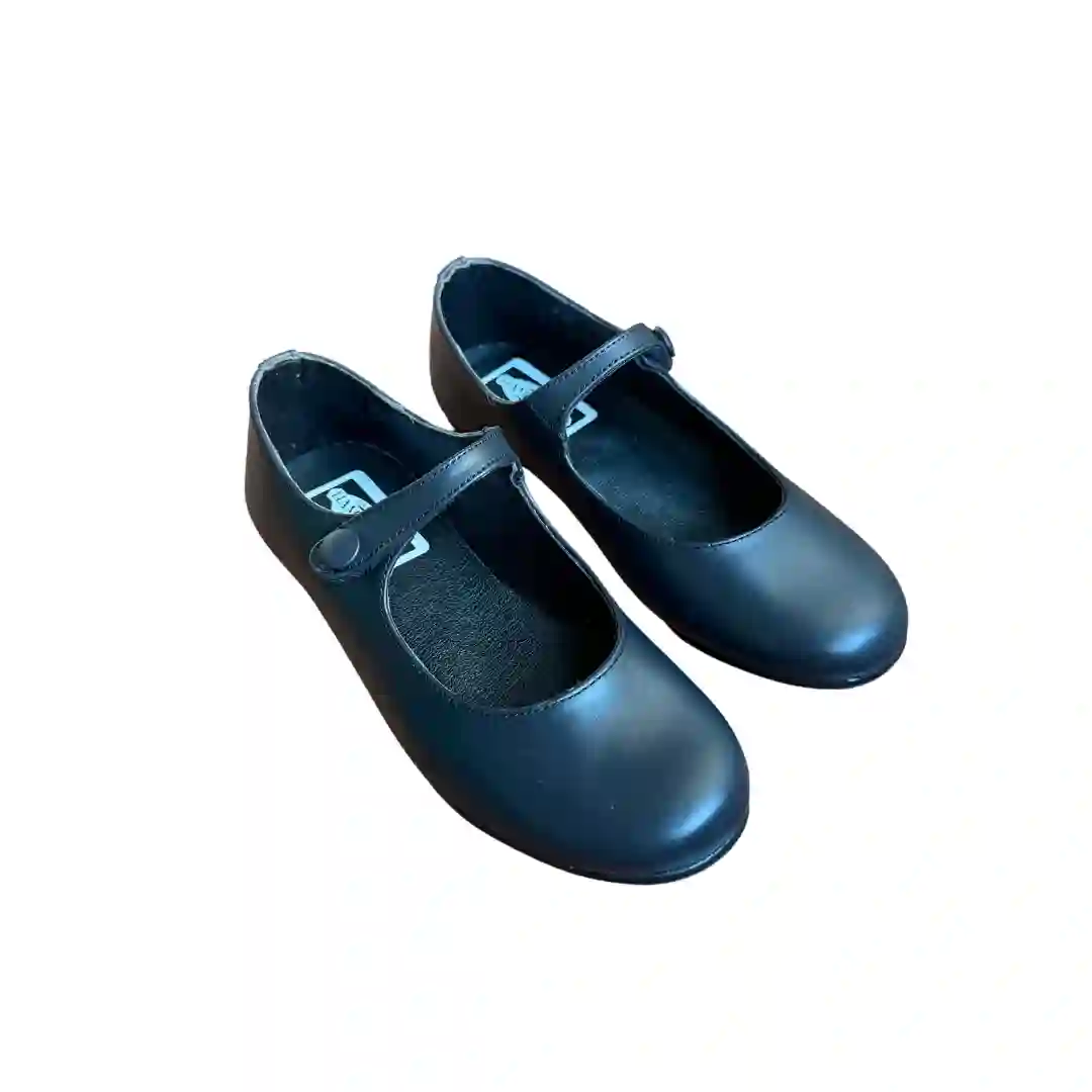 Blue school Mary Janes with button