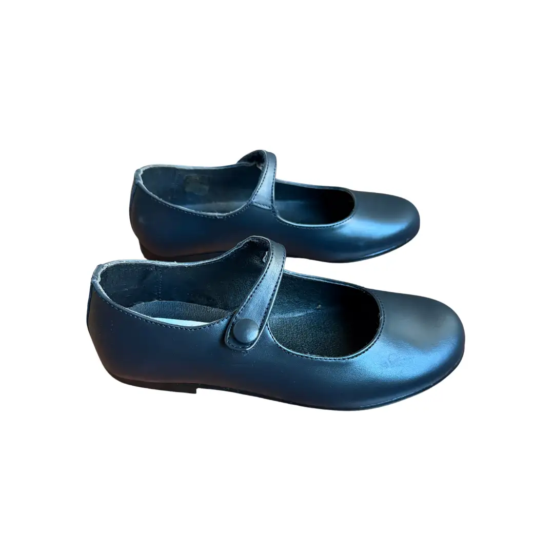 Blue school Mary Janes with button - Image 2