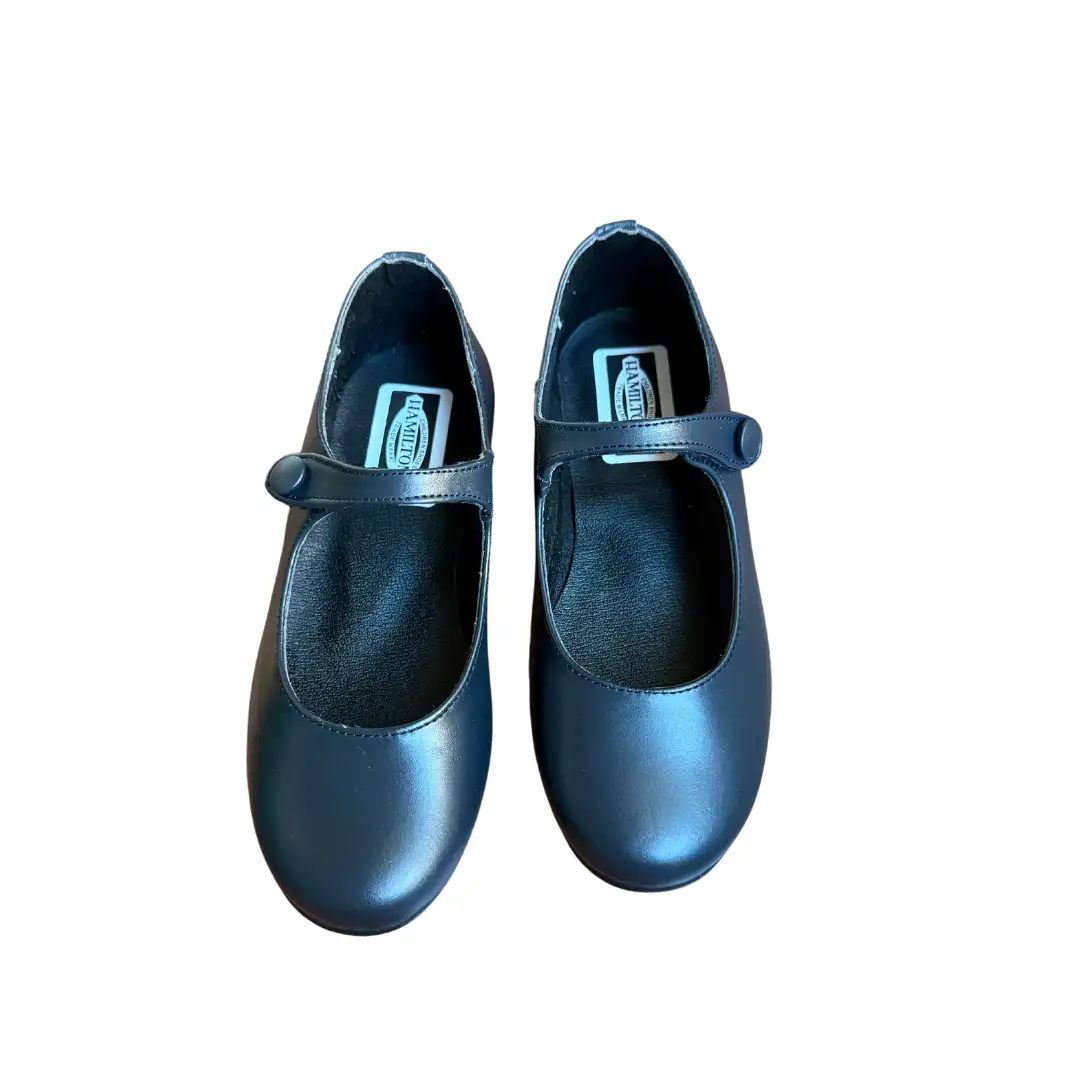 Blue school Mary Janes with button - Image 3