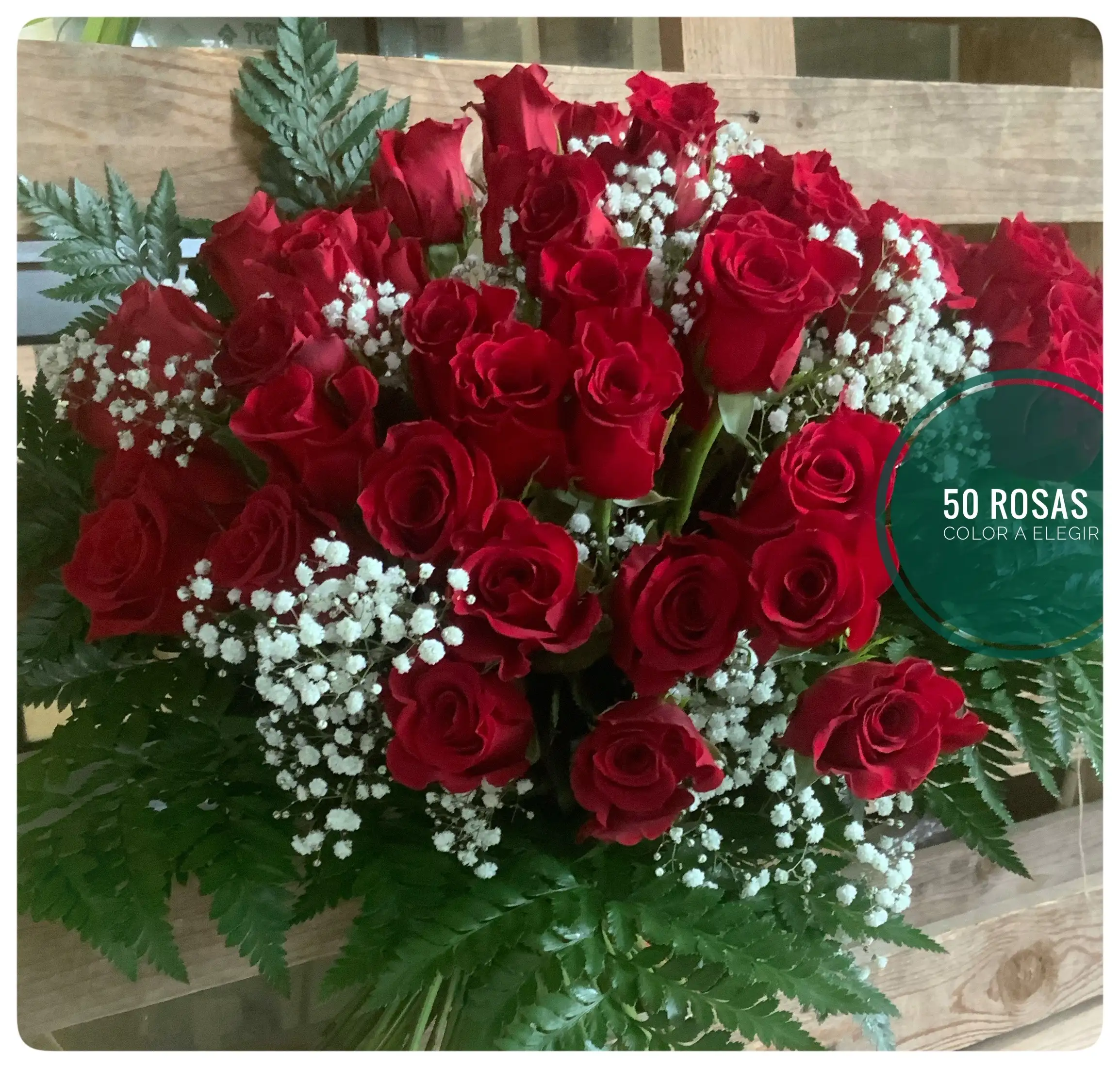 Ramo 50 ROSAS tallo mediano