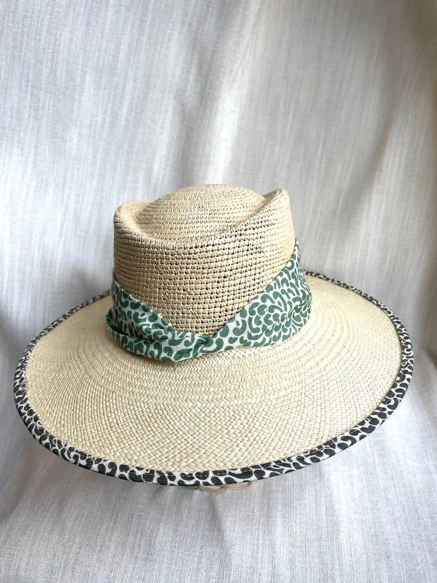Sombro Toquilla Ala 10 Ovalado-Delcovadesign Verde Ribete