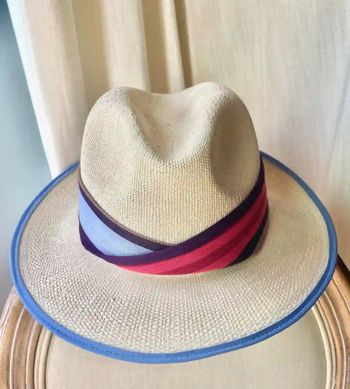 Sombrero panama yute AZUL CLARITO // EDICIÓN LIMITADA RAYAS